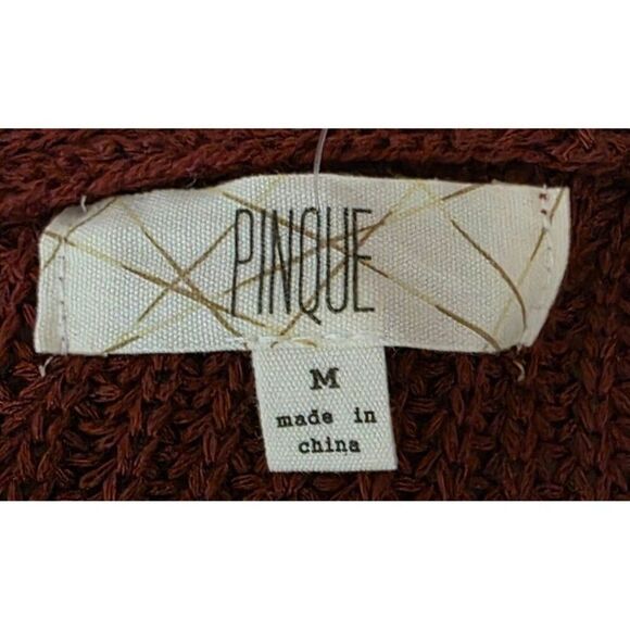 Pinque Long Sleeve Open Knit Cardigan Sweater Womens Size M Maroon Red - Picture 8 of 10
